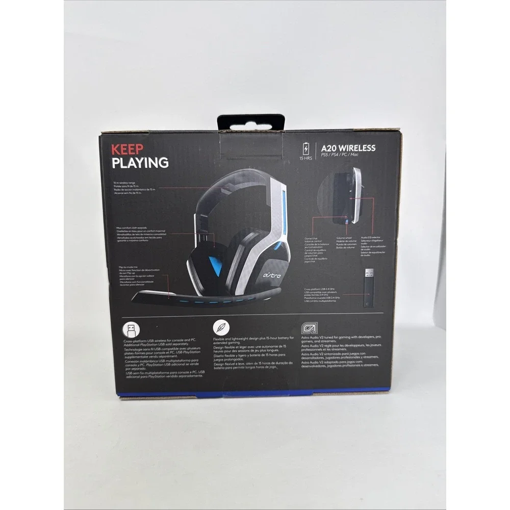 New Logitech Astro A20 Black  Wireless Gaming Headset PS5/PS4/PC/Mac
